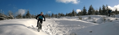 Mountain biking in the snow, Llandegla