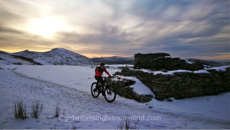 Snowy trail up to Walna Scar